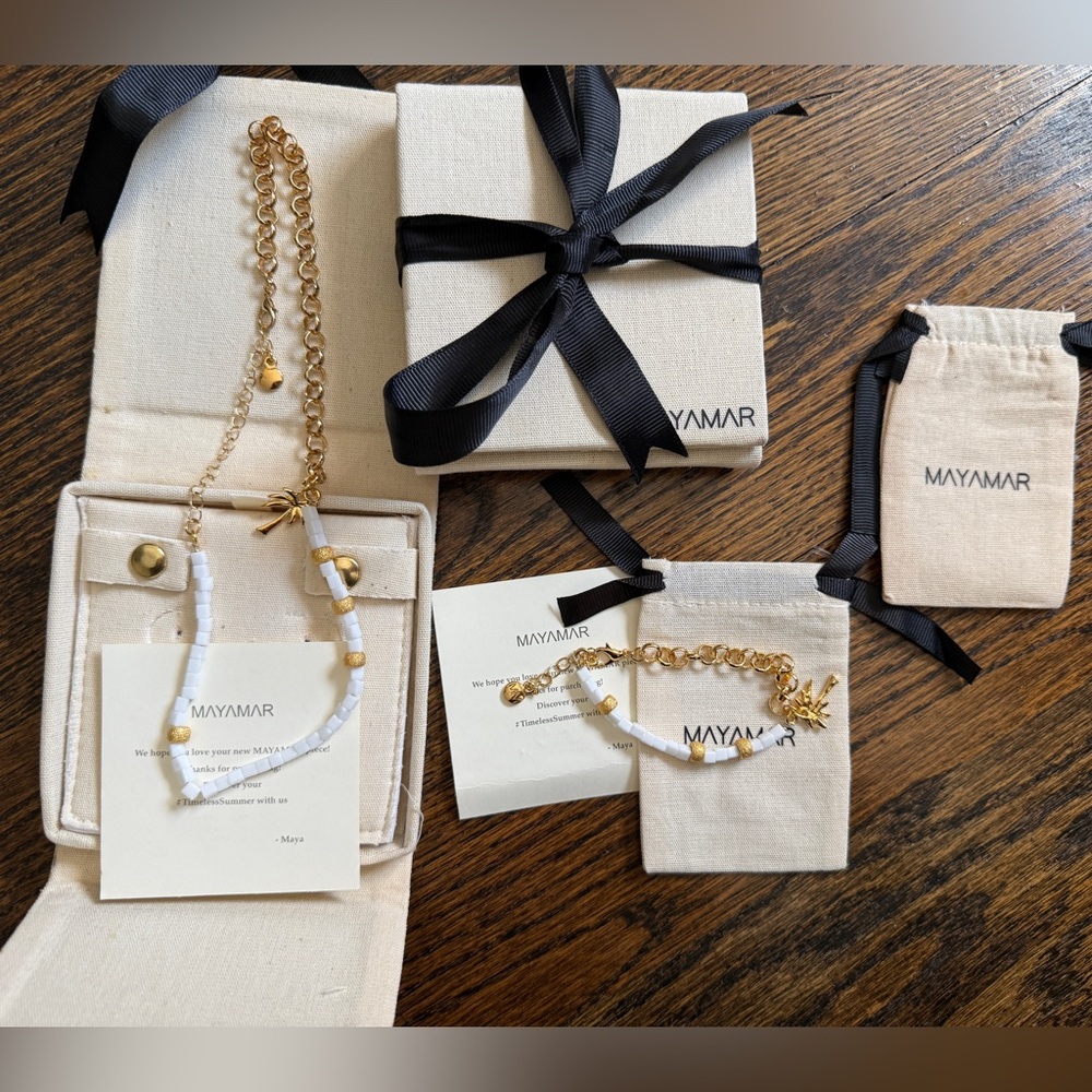 24K Gold Plated MAYAMAR Half Rolo Chain Pukka Palm Tree Bracelet & necklace Set